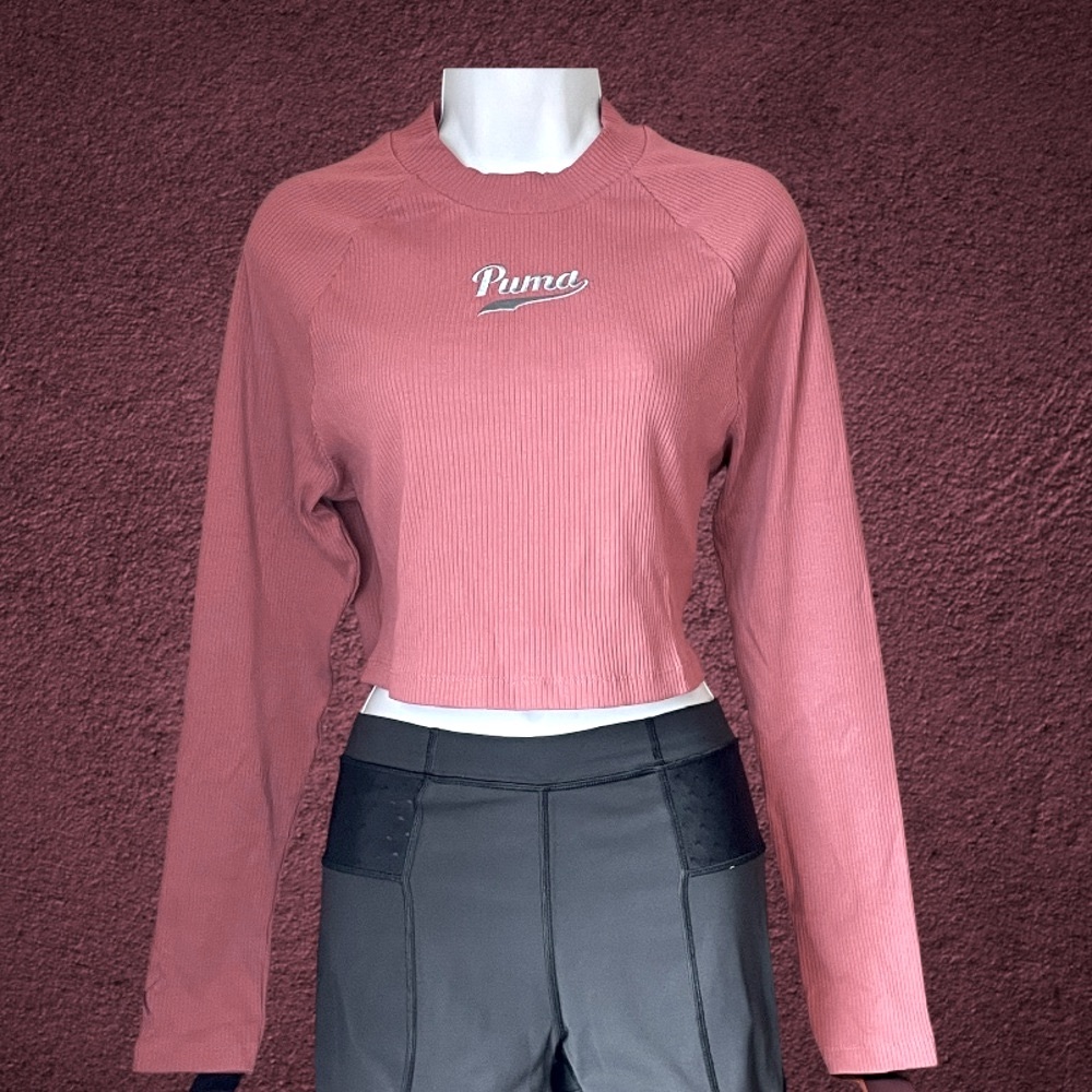 NWT Puma Team Ribbed Crop LS Top